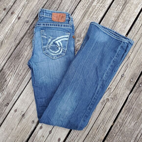 Big Star Denim - Big Star Jeans 27L Liv Stretch Boot Blue Denim Thick Stitch Mid Rise Women
